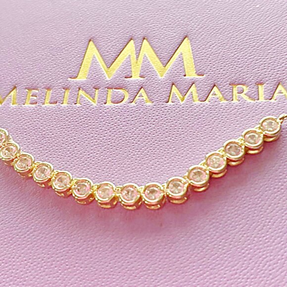 Melinda Maria Baroness Tennis Chain Necklace in Gold and White Diamondettes - Picture 1 of 4